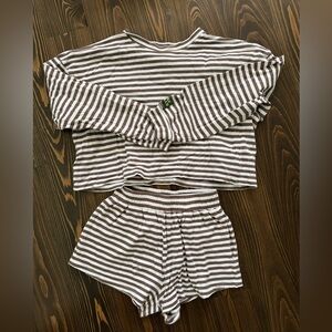 Brown Striped Daily Drills Short Set !